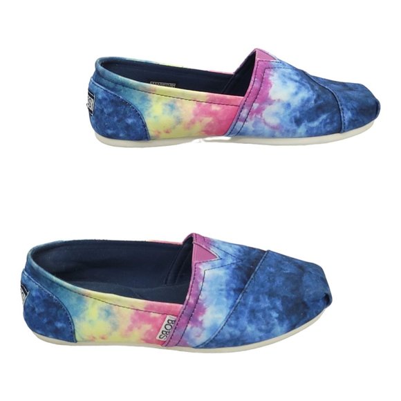 Skechers BOBS Swedish Phish Shoe US 7 UK 4 EU 37 Slip On Flats Tie Dye Fabric - Picture 11 of 11